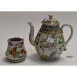 A 19th Century Chinese export teapot along with a 19th Century small brush pot