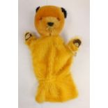 Sooty glove puppet, approx 58 years old, with letter suggesting its usage on TV