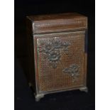 A Japanese antimony card box, with cards, 19th Century