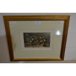 William Henry Hunt, 1790-1864, watercolour of Autumn still life, acorns, berries, leaves etc, signed