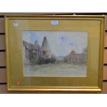 A. H Findley, British, Amiens from River Market, watercolour, 26 x 37 cms approx, gilt frame along