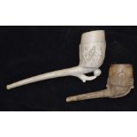 Two early 20th Century clay pipes, one A/F