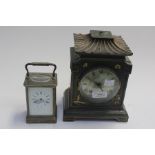 A circa 1920's Chinese stylised mantle clock with Edwardian brass carriage clock (bell)