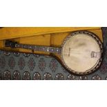 Windsor Whirle Ambassador Supremus banjo, 1920's, tenor banjo, four string, 28cms approx, vellum