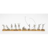 A collection of silver limited edition miniature sporting figures/hunting figures, including