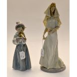 A Lladro bride study, 5742, together with a cavalier violinist