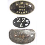 Railway Builders plate B290190, 26.OT, Shildon 1977, number 3920, original along with reproduction