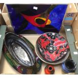 Continental Studio pottery items including bowls, framed, glass and vases