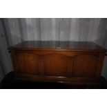 An early 20th century oak three panel blanket chest.