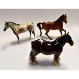 Three Royal Doulton horses, including Shire horse, Appaloosa and Stallion
