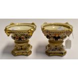 Two early 19th Century Royal Crown Derby potpourri mantle urns, no lids