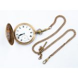 Gold coloured metal pocket watch and gold coloured Albert chain