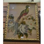 A 20th Century wool work picture of a bird of paradise