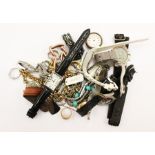 A collection of gents watches and jewellery, yellow metal and white metal items