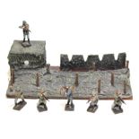 Lineol: A pre-war Double Trench with Pillbox, complete with five Elastolin Infantry Soldiers and one