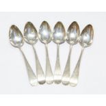 A set of six solid silver hallmarked tea spoons, 2.32 ozt approx