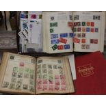 A collection of stamps in six albums plus some loose in a leatherette suitcase. To include a