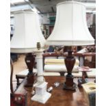 Three table lamps, pair and a single