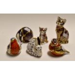 Six Royal Crown Derby paperweights
