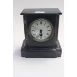 An Edwardian slate French mantle clock, with Roman numerals