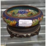 A Chinese Cloisonne bowl and wooden base, circa 1920's