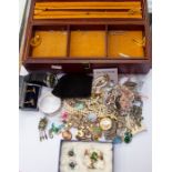 Collection of costume jewellery, two silver and enamelled brooches; silver items and yellow metal,
