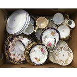 An early 20th Century Royal Crown Derby China tea service, transfer and hand painted floral pattern,