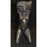 A mid 20th Century bronze of a nude figurine undressing, unsigned work, approx 26.5 cms high
