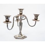 An early 20th Century American silver-plate candelabra, detachable sconces, stamped on the base: