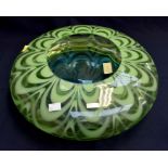 Waterfords "Evolutions" art glass green with curved opaque green overall decoration. "Oceantide" a