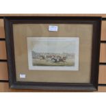 Two Framed Steeplechasing themed prints R Ackermann's Steeple chase scraps "The Brook" (glass