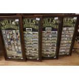 4 sets of cigarette cards railway, framed and glazed.