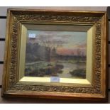 A 19th Century English School oil on canvas, Highland scene, with windmill, both signed, monogram