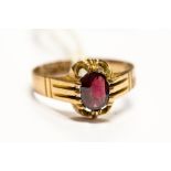A Victorian 9ct gold and garnet ring, Chester 1895, size O, approx 2.3gms