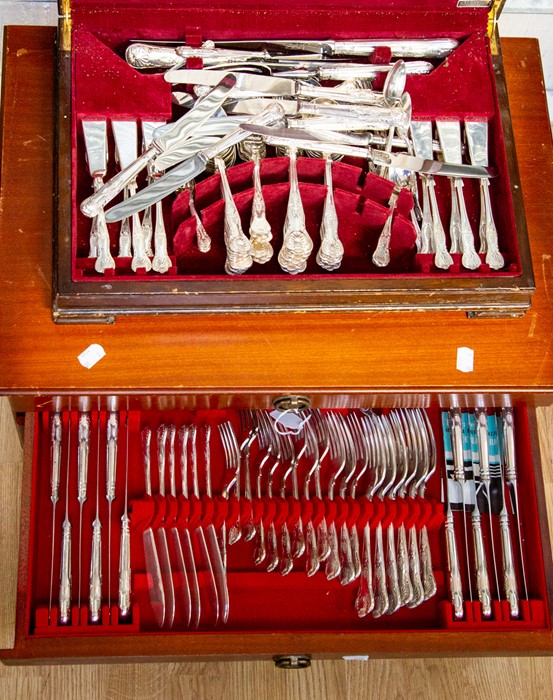 Two cased canteens of cutlery including Kings Pattern, one cased, and other with three drawers