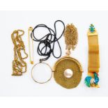 9ct purse and chain, spectacles and other yellow metal items