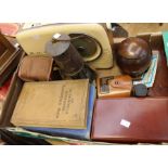 A collectors lot including miners lamp number 126, a vintage Bush Bakelite radio; Brownie SIX-20