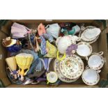 1920s/1930s royal albert tea cups and saucers, plates, cream and sugar along with ceramic Disney