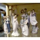 5 Lladro figures of couples/ wedding/newlyweds including No 5555, 5835, D-10, F-10 and 6746 together