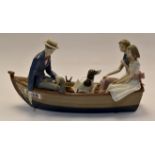 A Lladro special edition group "Amor" A family group in a rowing boat. Signed by modeller and