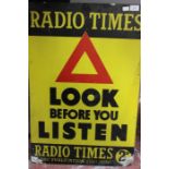 Two tinplate signs, Radio Times and Womans Weekly, 75 x 50 cms approx