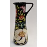 Modern Moorcroft 'Trail' peony pride elongated jug decorated with stylised Coronation,