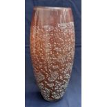 A large Svaga glass vase, mottled brown with cream flecking.