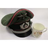 REPRODUCTION WW2 Third Reich Heer Panzer Officers Schirmmutze Peaked Cap. Pink waffenfarbe piping,