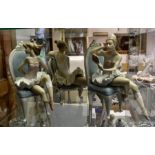 Three seated Lladro ballerinas, F-22A, L-25 and 5836 in various poses. Condition: One with broken