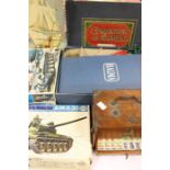 A compendium of games early 20th Century and two Mahjong games along with four model kits