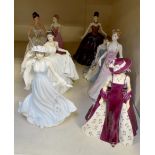 Collection of 8 Coalport figurines including 6 figures of the year comprising Christine (2005), Beth