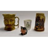 Four ceramic items including a Royal Doulton miniature jug 'Robin Hood' and three other items (4)