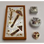 Karen Jeqsen for Kaiser porcelain; pill boxes, plaque with metal inclusions (4)