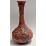 Large Lladro bulbous vase with peach decoration in peach colour Condition: In good condition,